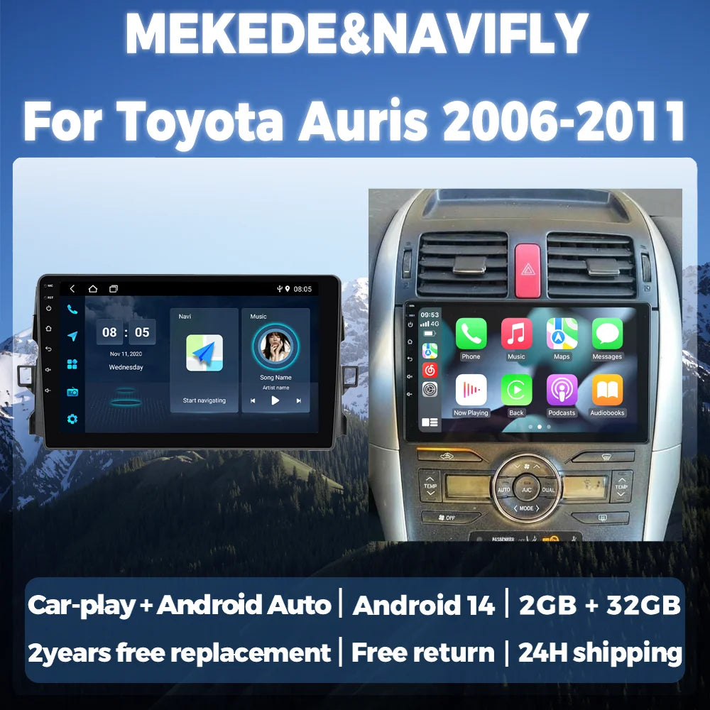 Car Radio for Toyota Auris 2006-2011 Android 14 9INCH Autoradio Multimedia Player Car Inte