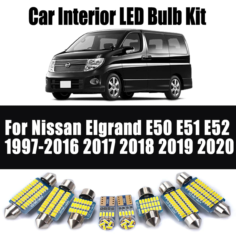 LED Interior Light Kit for Nissan Elgrand E50 E51 E52 1997-2016 - Canbus Dome Map Door Trunk Bulbs | AUTOKITSHOP