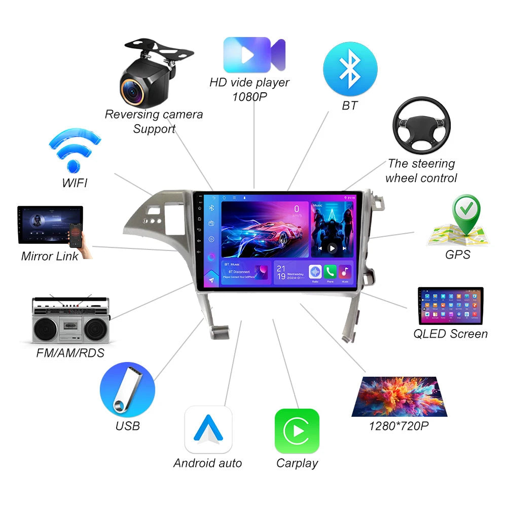 Android 16 For Toyota Prius Xw30 2009 2010 2011 2012 2013- 2015 Lhd Car Radio Screen Multi | AUTOKITSHOP