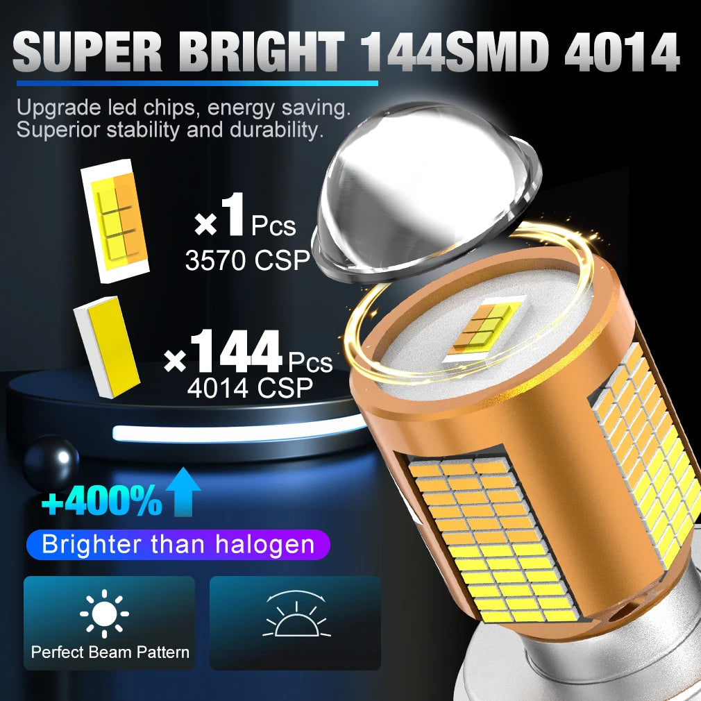 H4 LED Motorcycle Headlight Bulb 12V 50W LED Light BA20D 4014+3570 CSP High Low Beam Moto