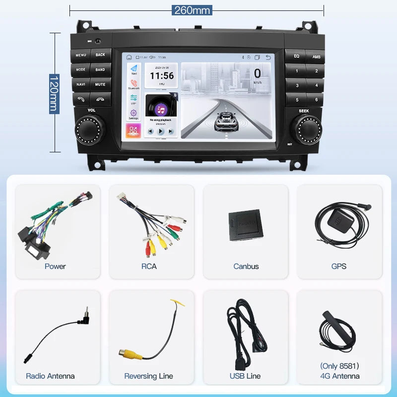 SZLELV Android15 Auto Carplay Car Radio Multimedia Player For Mercedes Benz CLC W203 C-Cla