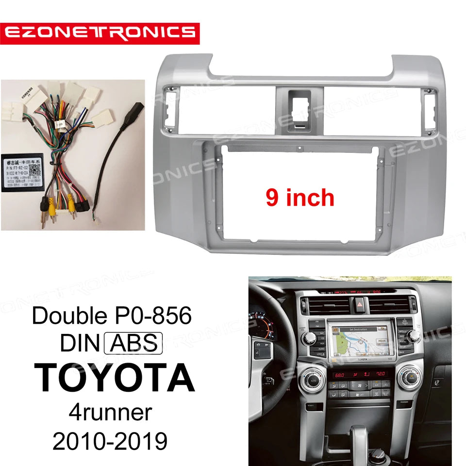 2Din Car DVD Frame Audio Fitting Adaptor Dash Trim Kits Facia Panel 9" For Toyota 4runner
