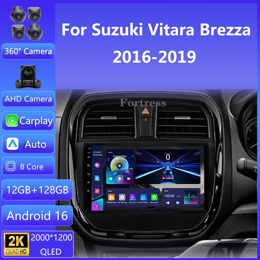 Car Radio Android 16 Carplay For Suzuki Vitara Brezza 2016 - 2019 Navigation GPS Android A