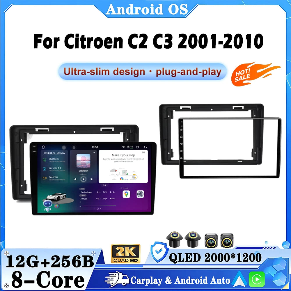 For Citroen C2 C3 2001 2002 2003-2010 Car Multimedia Player Android16 GPS Navigation Auto