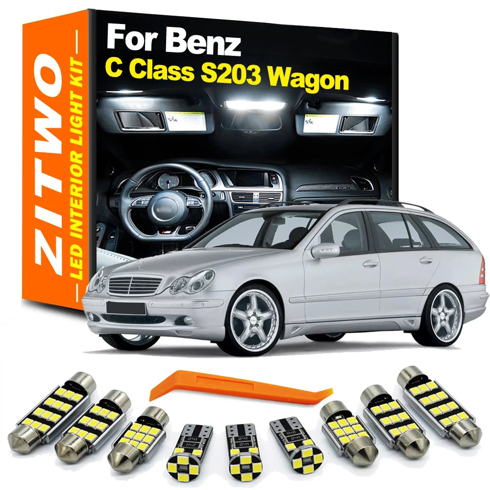ZITWO 19Pcs Canbus LED Interior Light Bulb Kit For Mercedes Benz C Class S203 Estate Wagon T-Model 2001-2007 License Plate Lamp