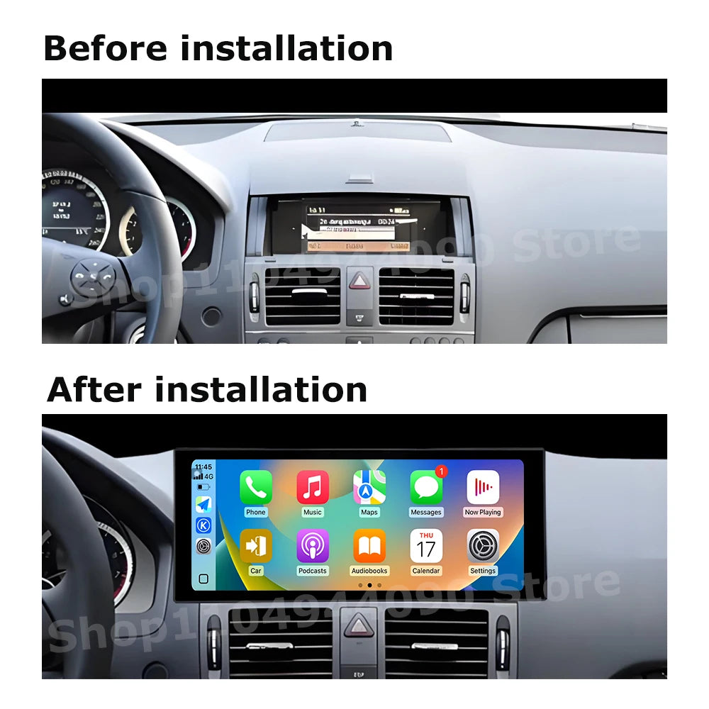 Carplay for Mercedes BENZ C CALSS W204 2008 - 2010 QLED 2400*900P Car Stereo Radio Multime