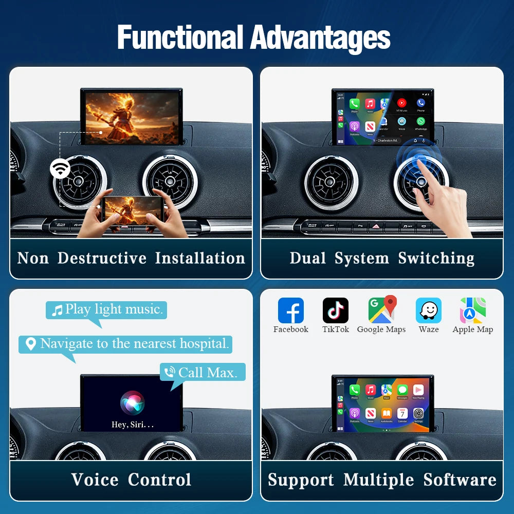 AUTOABC Wireless CarPlay Retrofit Kits For Audi A3 8v Q2 8P 2012-2018 MIB2 MIB System With