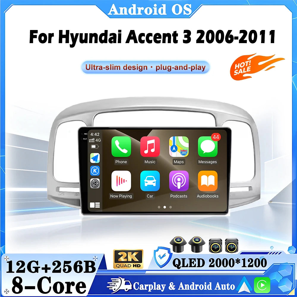 For Hyundai Accent 3 2006-2011 Carplay DSP 4G WIFI Android All In One Car Intelligent Syst