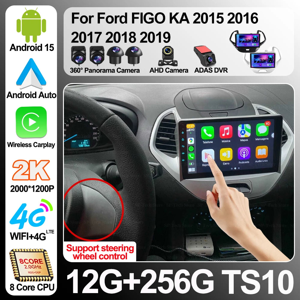 Android 16 For Ford Figo Ka 2015 2016 2017 2018 2019 Car Radio 2din Navigation Multimedia  | AUTOKITSHOP