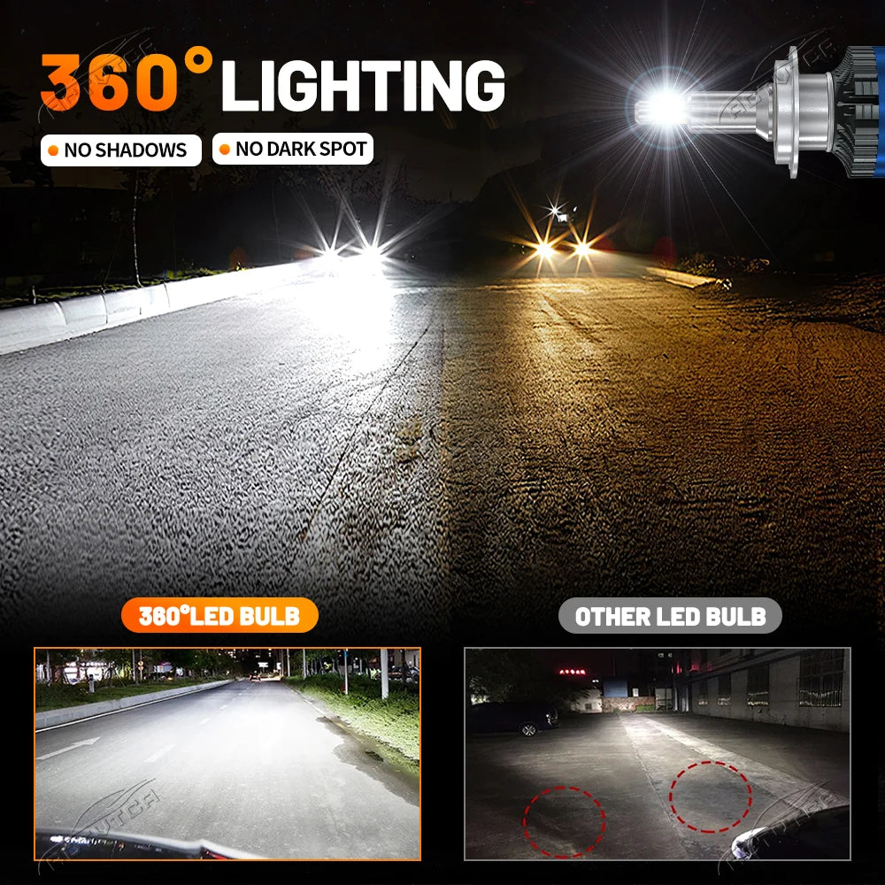 H7 LED Headlight Bulb Mini H1 H11 9005 9006 HB3 HB4 9012 Hir2 6800W 4 Side CSP Chip LED Ca
