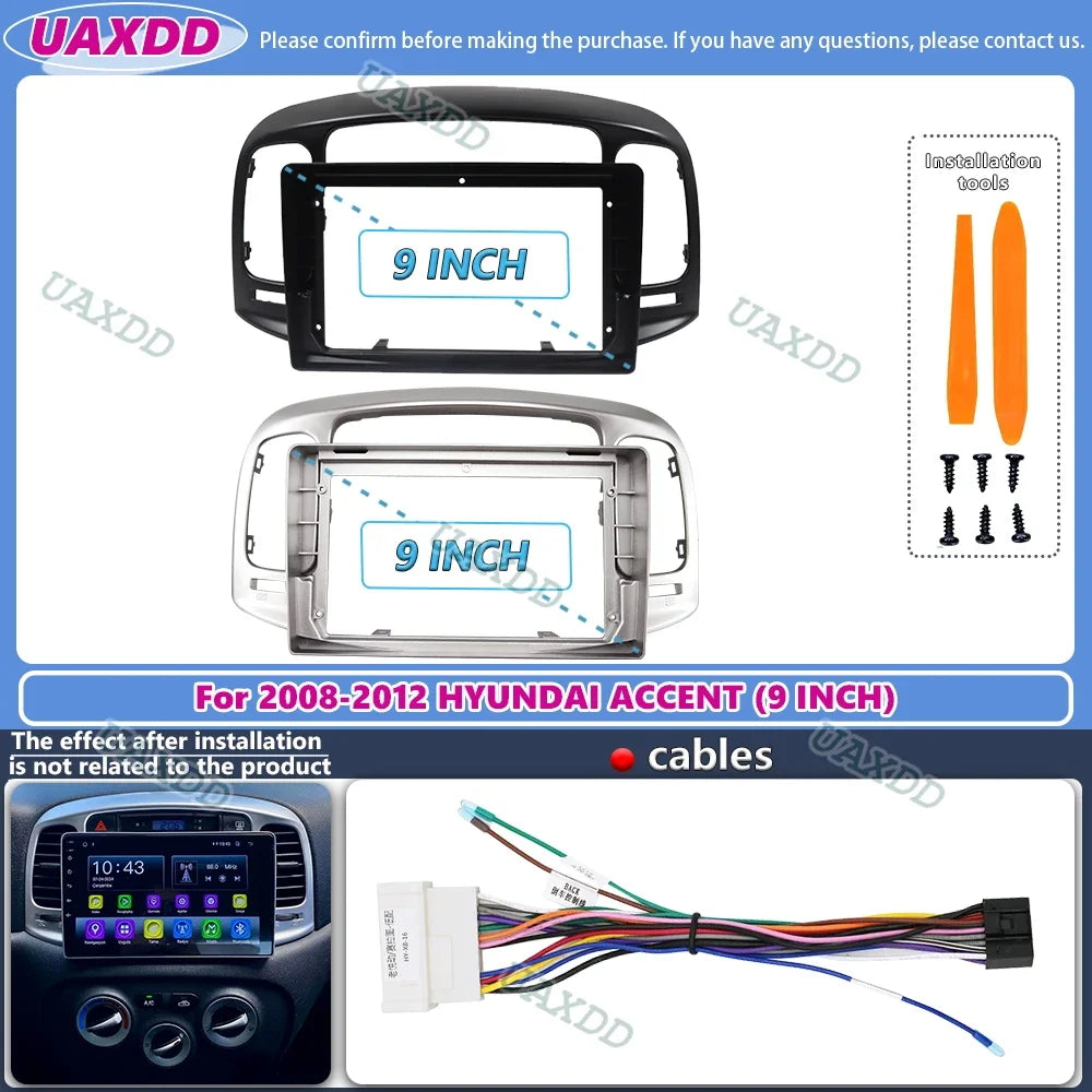 For 2008-2012 Hyundai accent verna 9inch Car radio android stereo frame panel fascia dashb