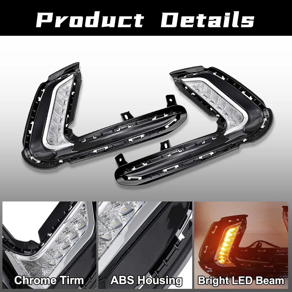Fog Lights for Hyundai Elantra 2016 2017 2018 LED DRL Fog Lamp Front Bumper Headlights Day | AUTOKITSHOP