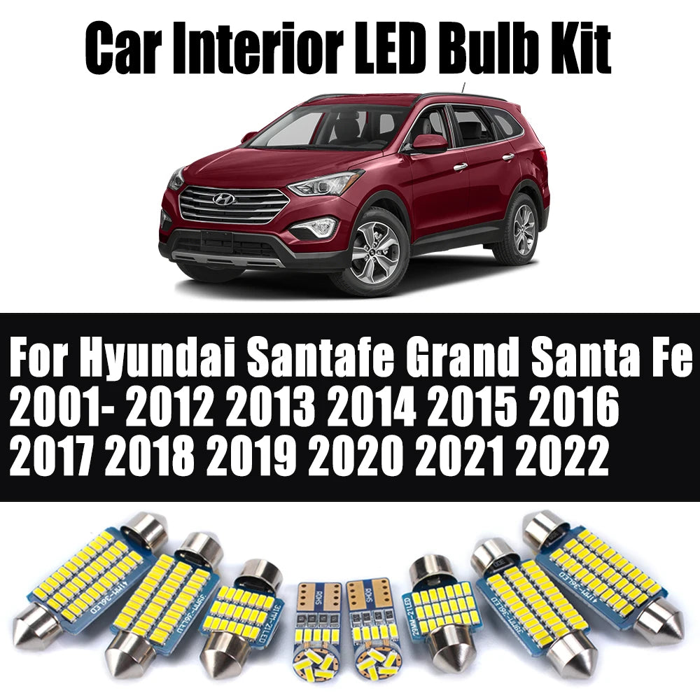LED Interior Light Kit for Hyundai Santafe Grand Santa Fe 2001- 2016 - Canbus Dome Map Door Trunk Bulbs | AUTOKITSHOP