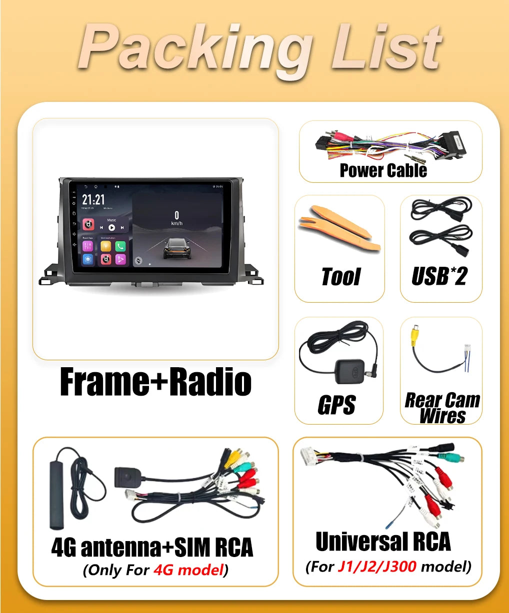 Android 16 Car Radio Auto For Toyota Highlander 2014 2015 2016 2017 2018 2019 Video Multim | AUTOKITSHOP