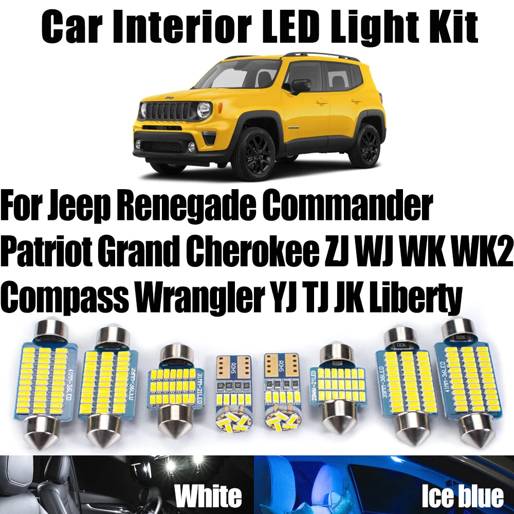 LED Interior Light Kit for Jeep Renegade Liberty Commander Patriot Grand Cherokee ZJ WJ WK WK2 Compass Wrangler YJ TJ...