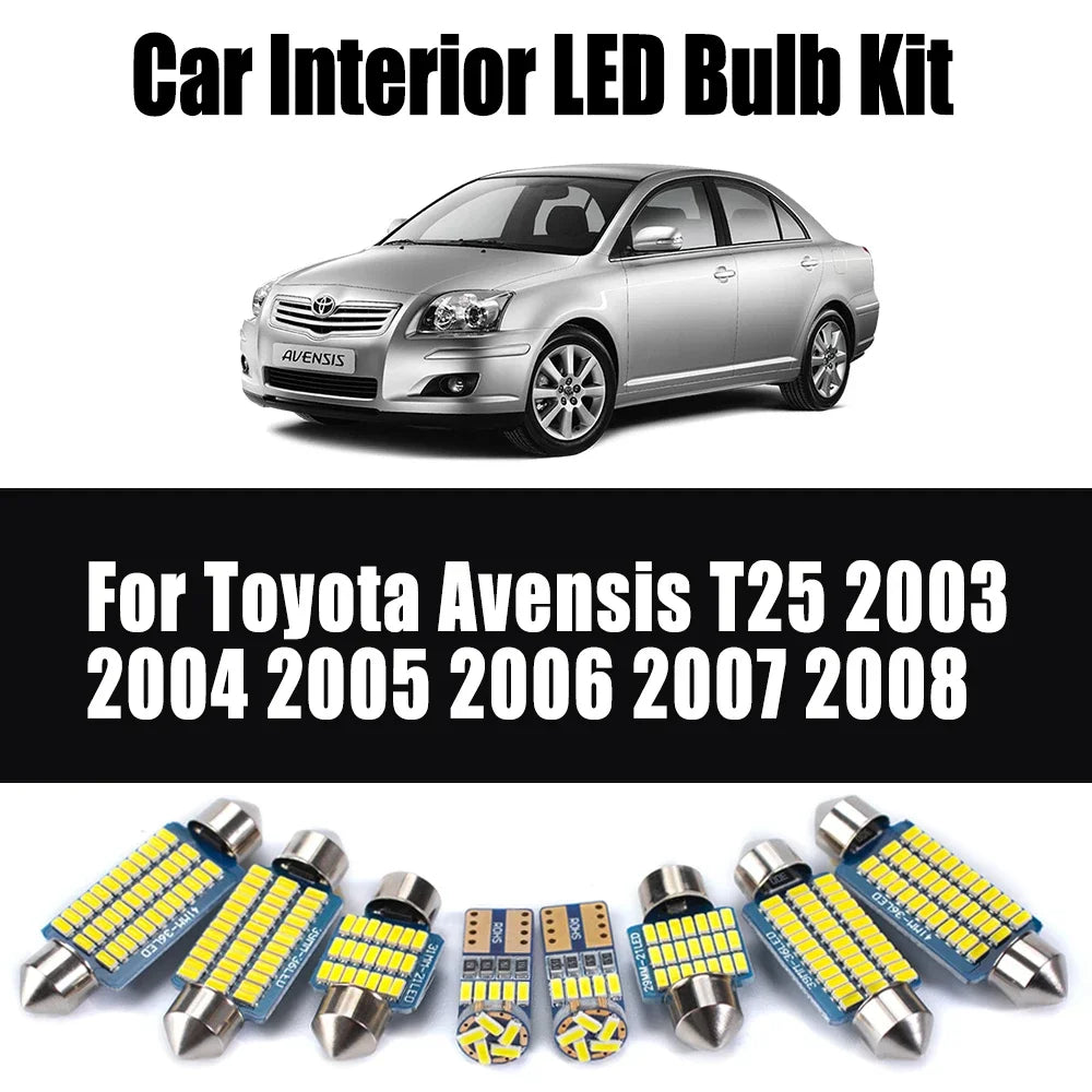 17-Piece LED Interior Light Kit for Toyota Avensis T25 2003- 2007 - Canbus Dome Map Door Trunk Bulbs | AUTOKITSHOP
