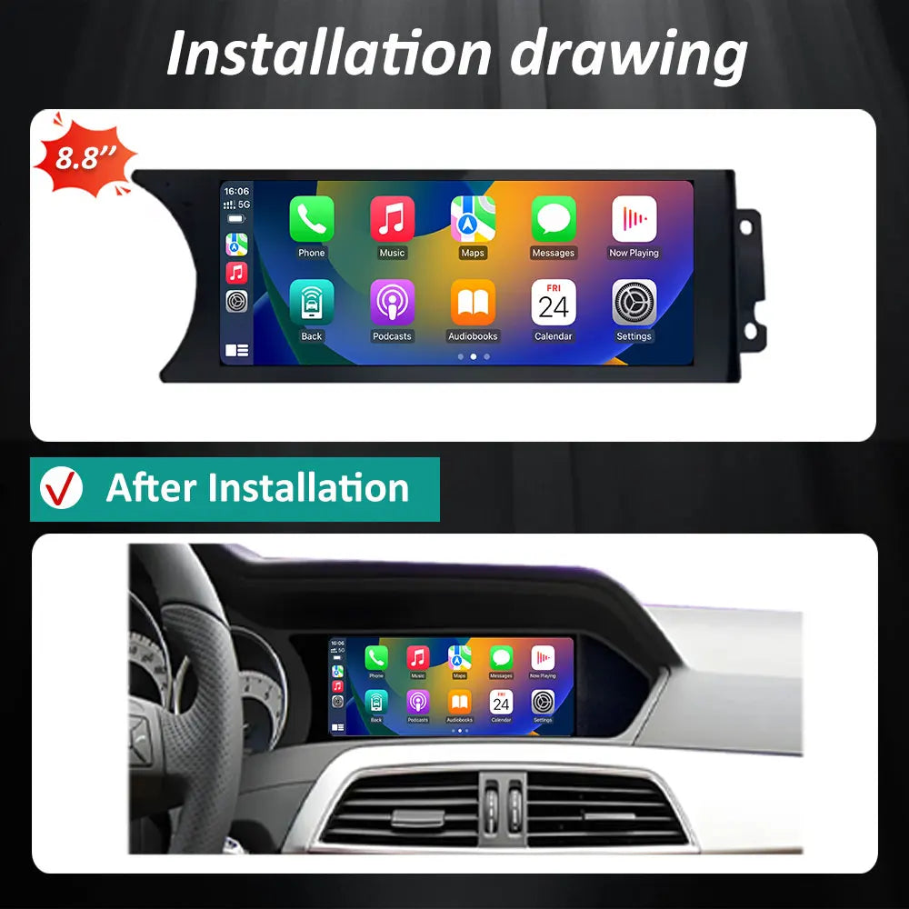 Android 16 Car GPS Navi Player 8.8" For Mercedes Benz C Class W204 S204 2011 - 2015 WIFI C