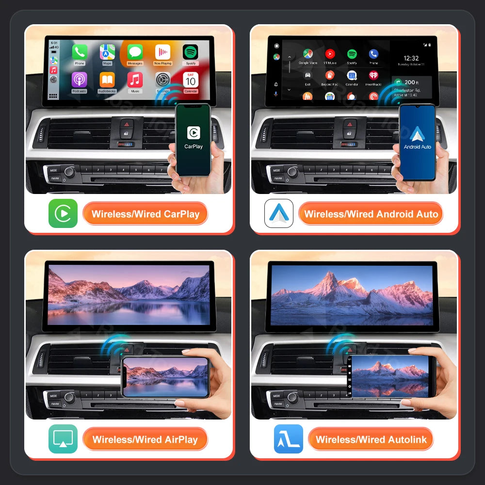 12.3'' Linux Screen Car Multimedia Display Wireless Carplay Android Auto For BMW 3 4 Serie | AUTOKITSHOP
