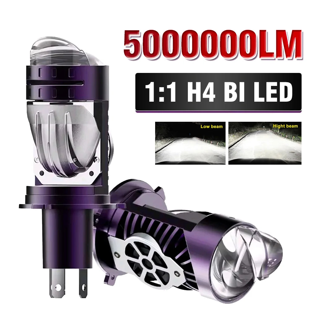 H4 LED Headlight Bulb Projector Lens Canbus Super Bright LED 3800W 5000000LM 6000K Hi/Low