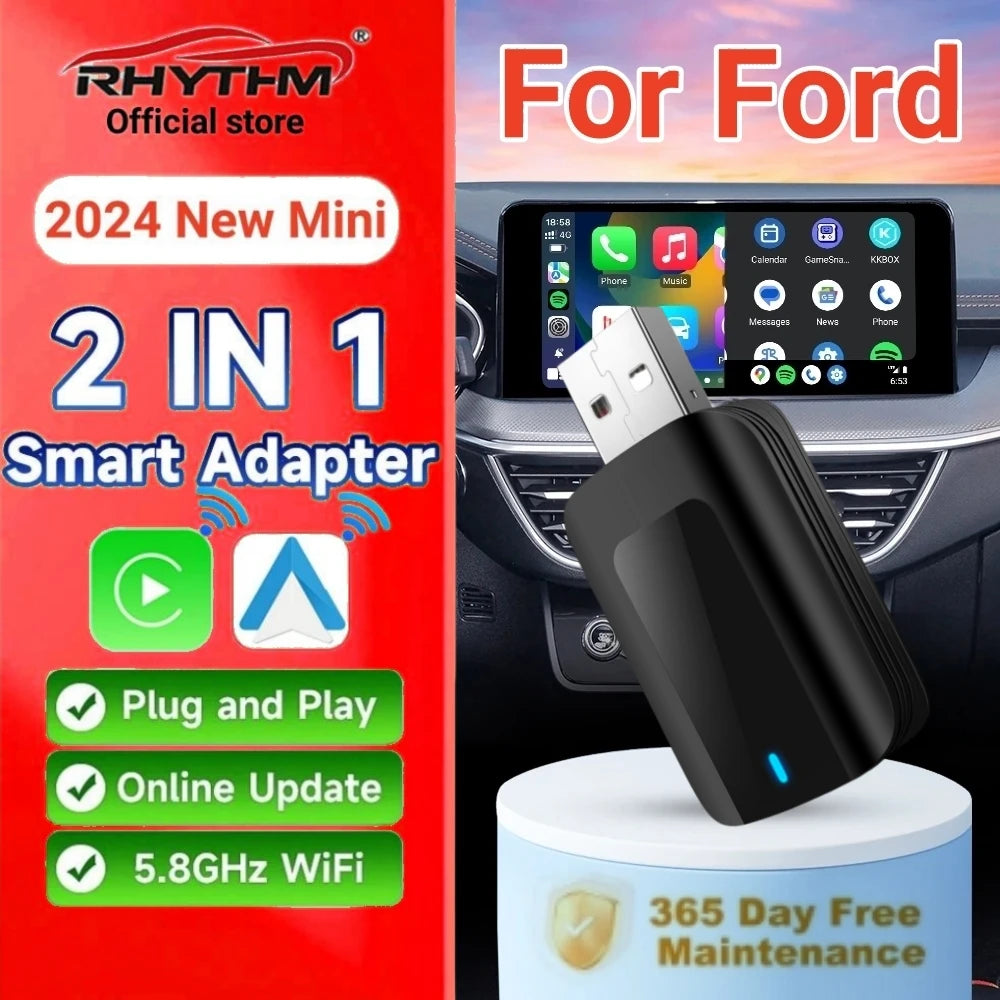 Wireless Adapter CarPlay Android Auto 2in1 Smart Dongle Play&Plug For Ford C‑MAX Flex Edge | AUTOKITSHOP