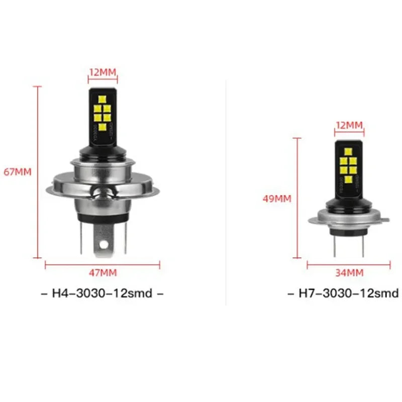 H7 H4 Auto Fog Lamp Bulbs LED Car Headlight 4800LM Auto Front Driving Running Light 12V 24