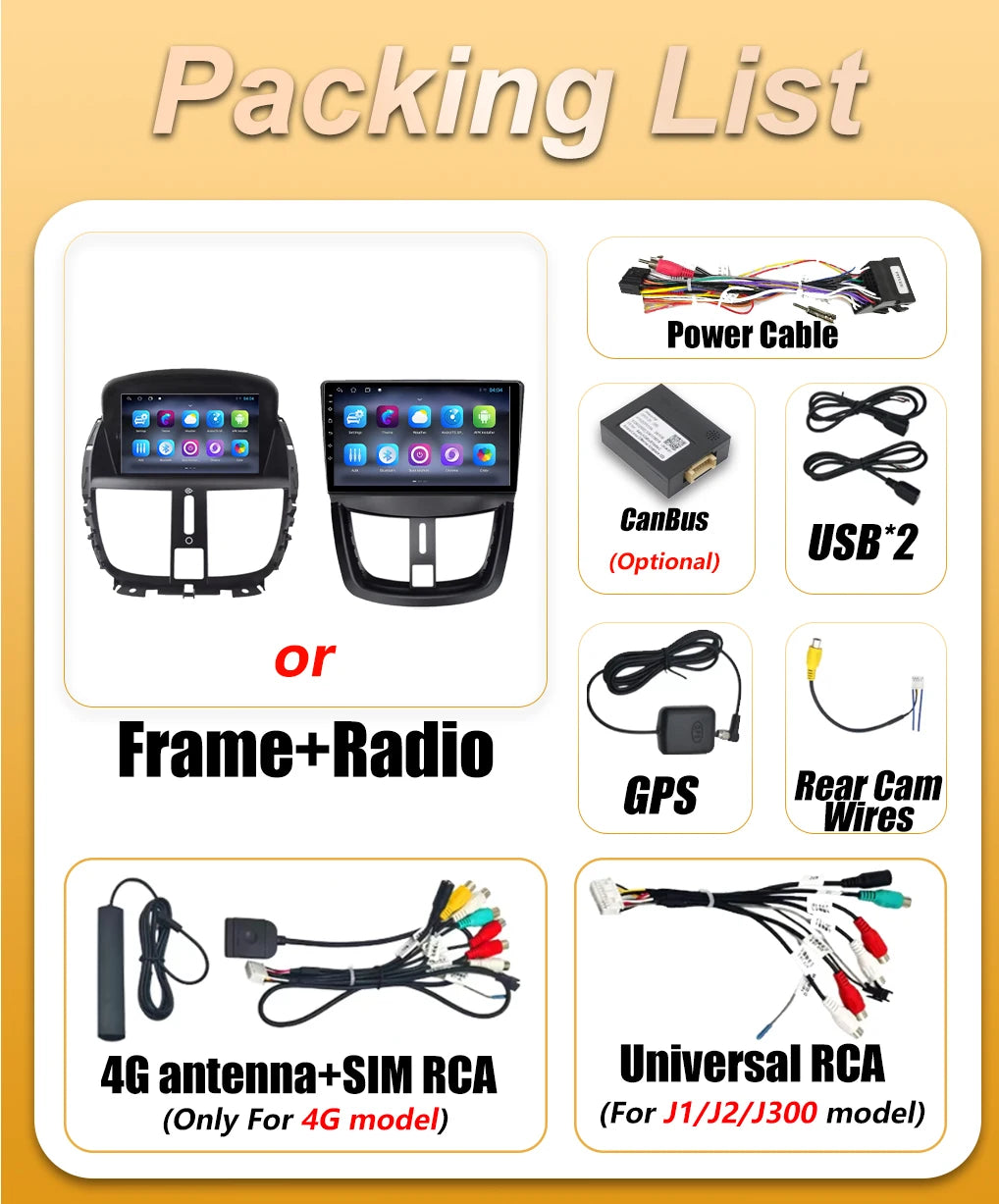 Android 16 Car Radio For Peugeot 206+ 207 207CC 2006 - 2015 5G Wifi Multimedia Player BT V | AUTOKITSHOP