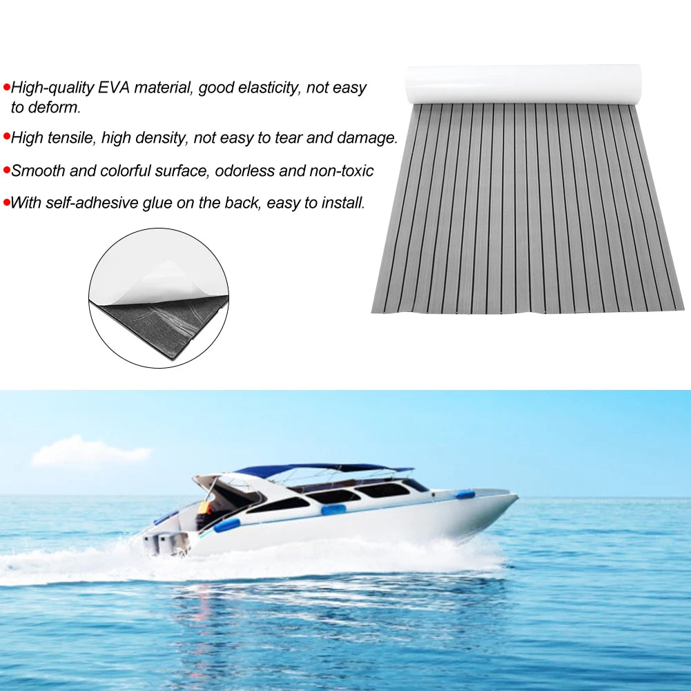 120x240cm Boat EVA Foam Teak Floor Mat Non-Slip Self-Adhesive Pad Cuttable Waterproof Marine Car - Automotive LED Light