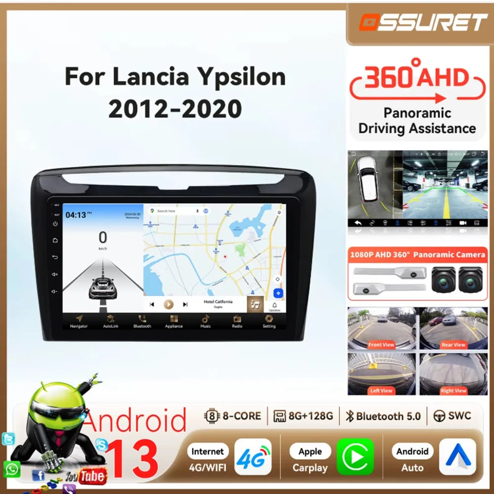 4G DSP Carplay Android Auto Car radio For Lancia Ypsilon 2012-2018 2019 2020 multimedia 2d