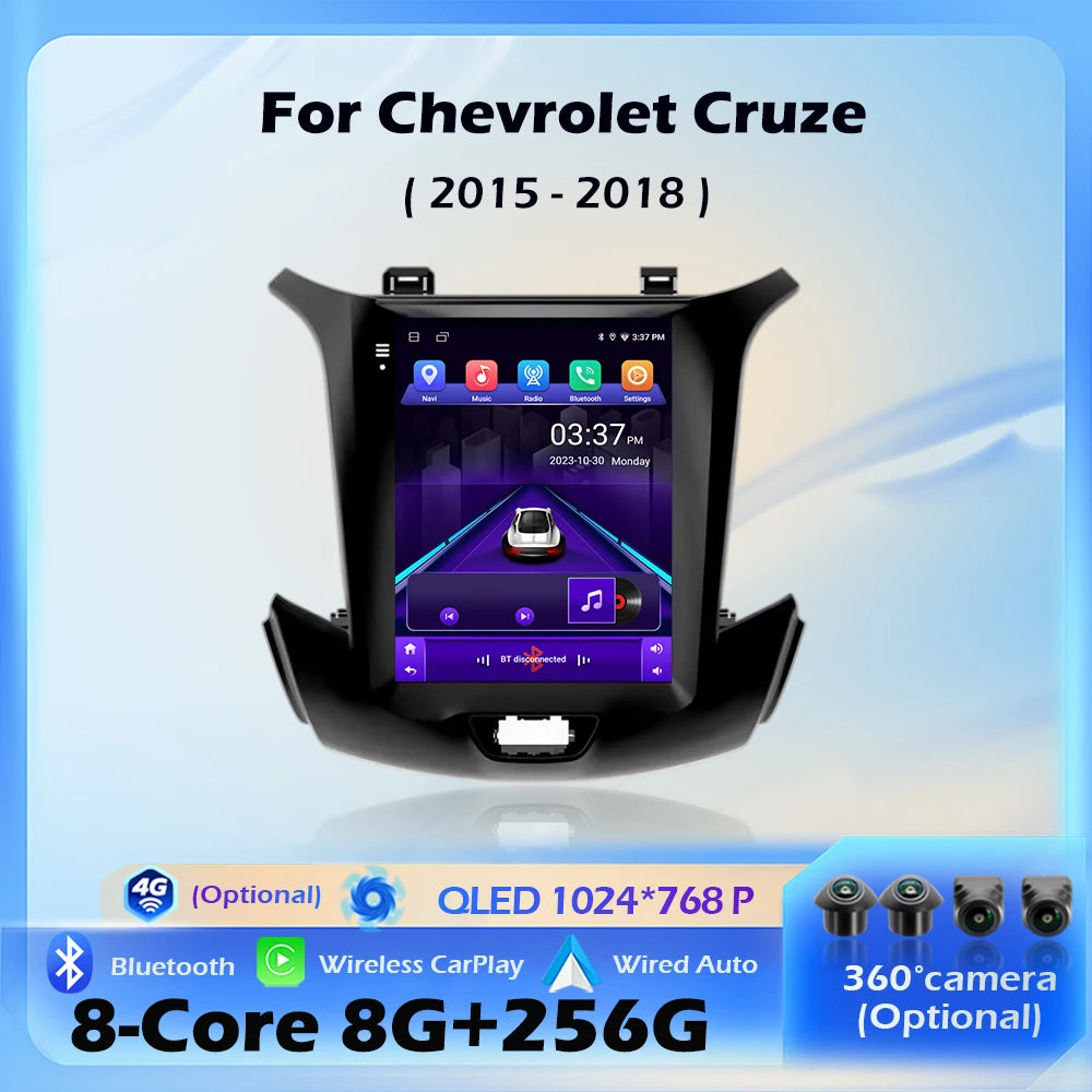 For Chevrolet Cruze 2015-2018 Wireless CarPlay Android 16 System Car Radio Multimedia Play
