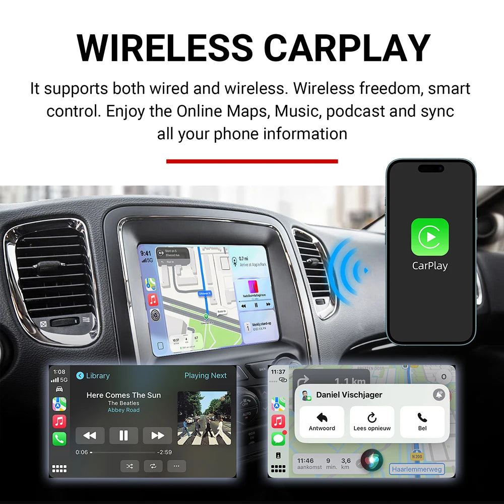 Wireless CarPlay Android Auto Retrofit Kit OEM Screen Upgrade Decoder Box for Dodge Challe
