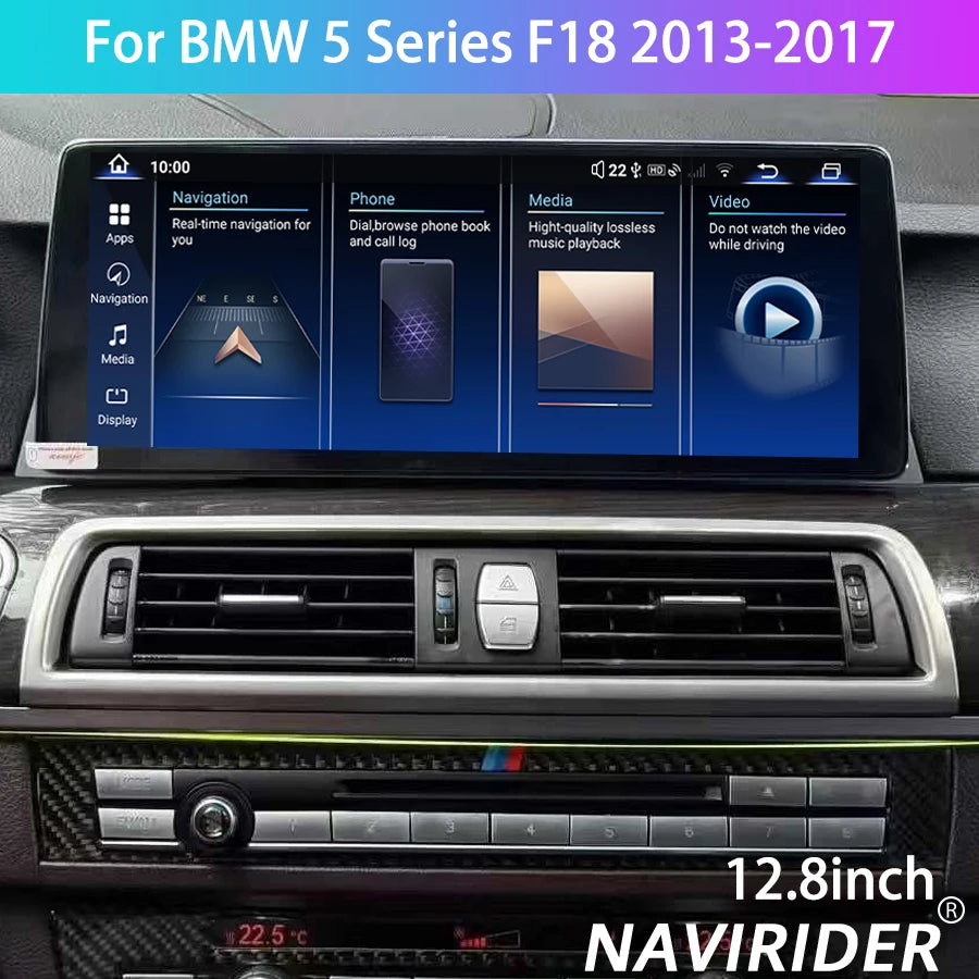 Bluetooth Navi AHD QLED Screen Android14 Car Multimedia Video Player For BMW 5series F10 F