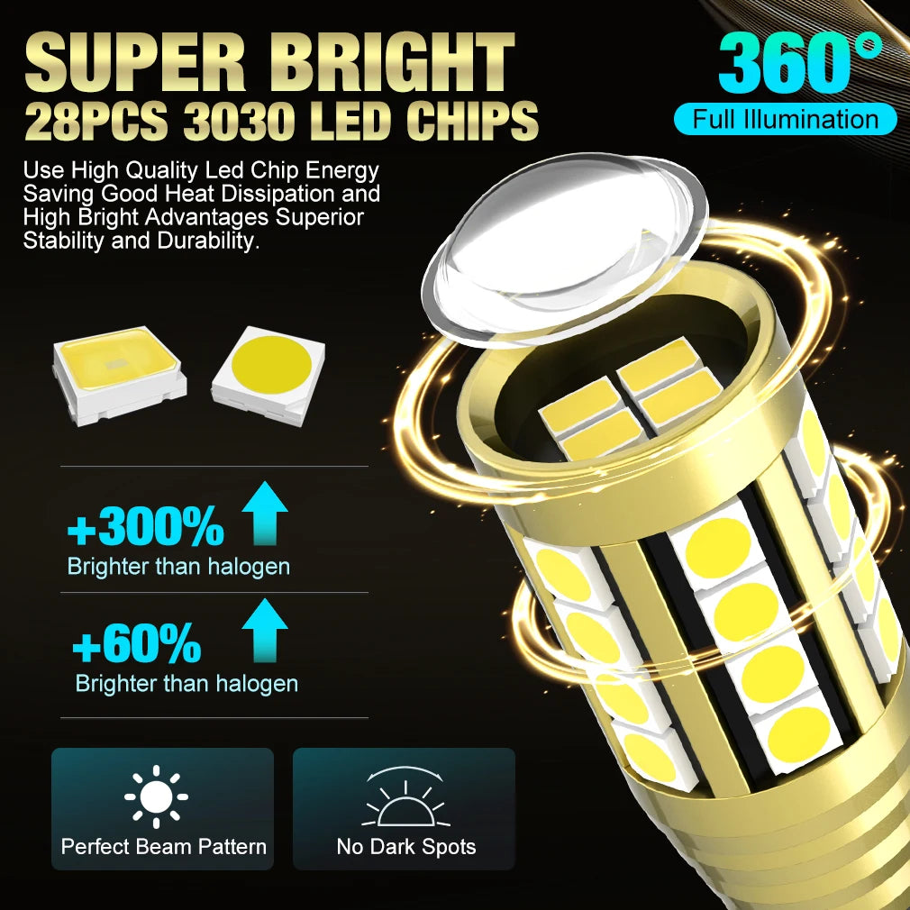 Canbus T15 W16W LED Lamp Light 2000LM 28SMD 3030 912 921 Bulb With Lens Car Backup Reverse