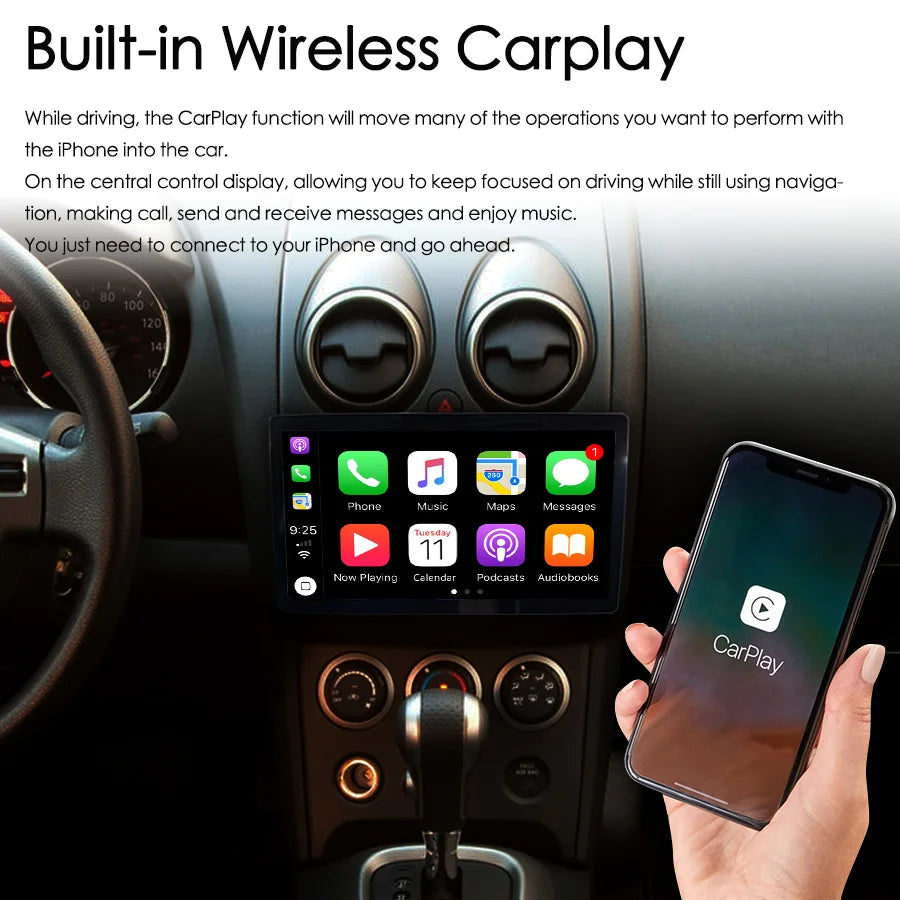 Car Multimedia Video Player For Nissan Rogue 2009 - 2015 Android 14 128GB Radio 2Din GPS N