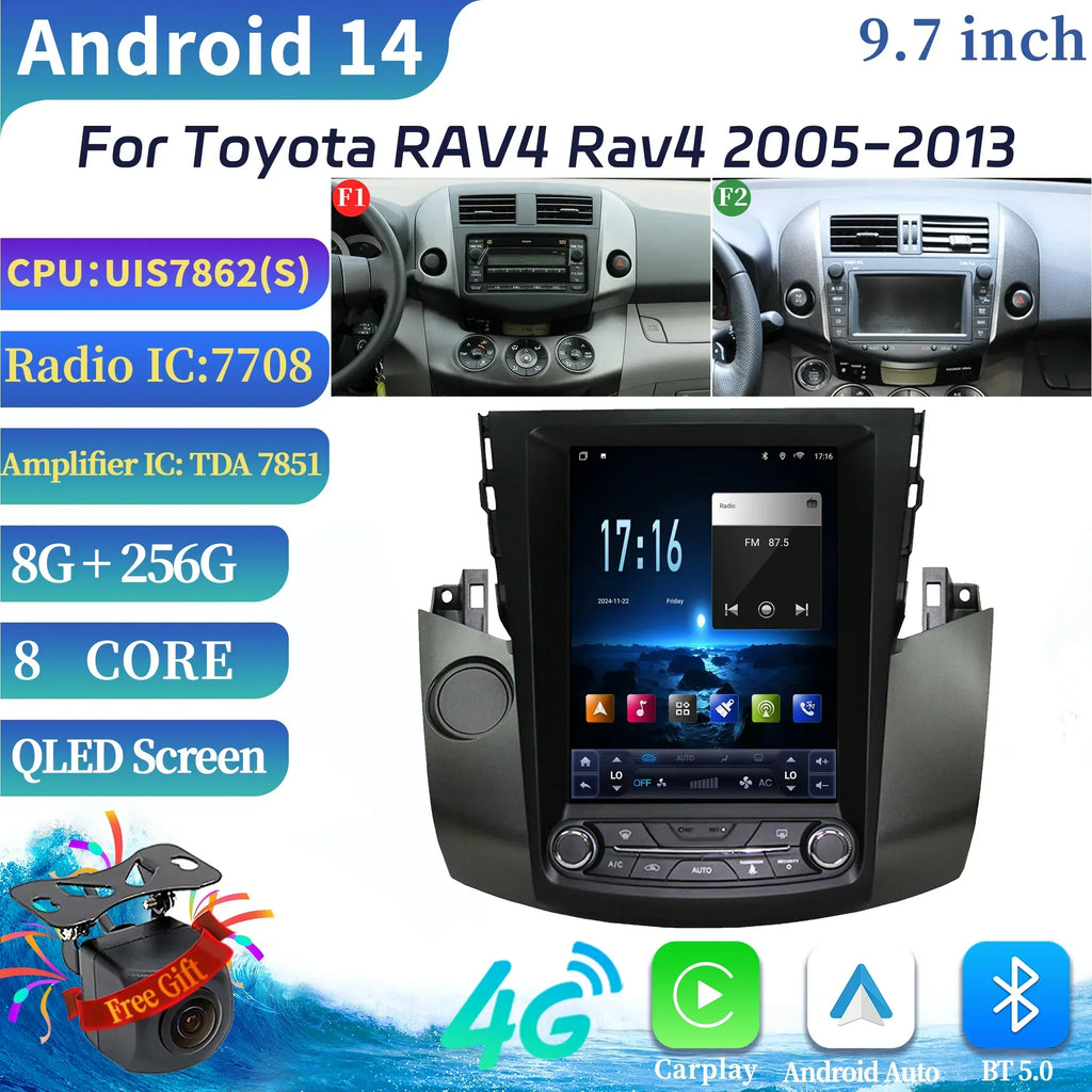 9.7"For Toyota RAV4 Rav4 2005-2013 Car Radio Multimedia Navigation 4G GPS Multimedia Wirel