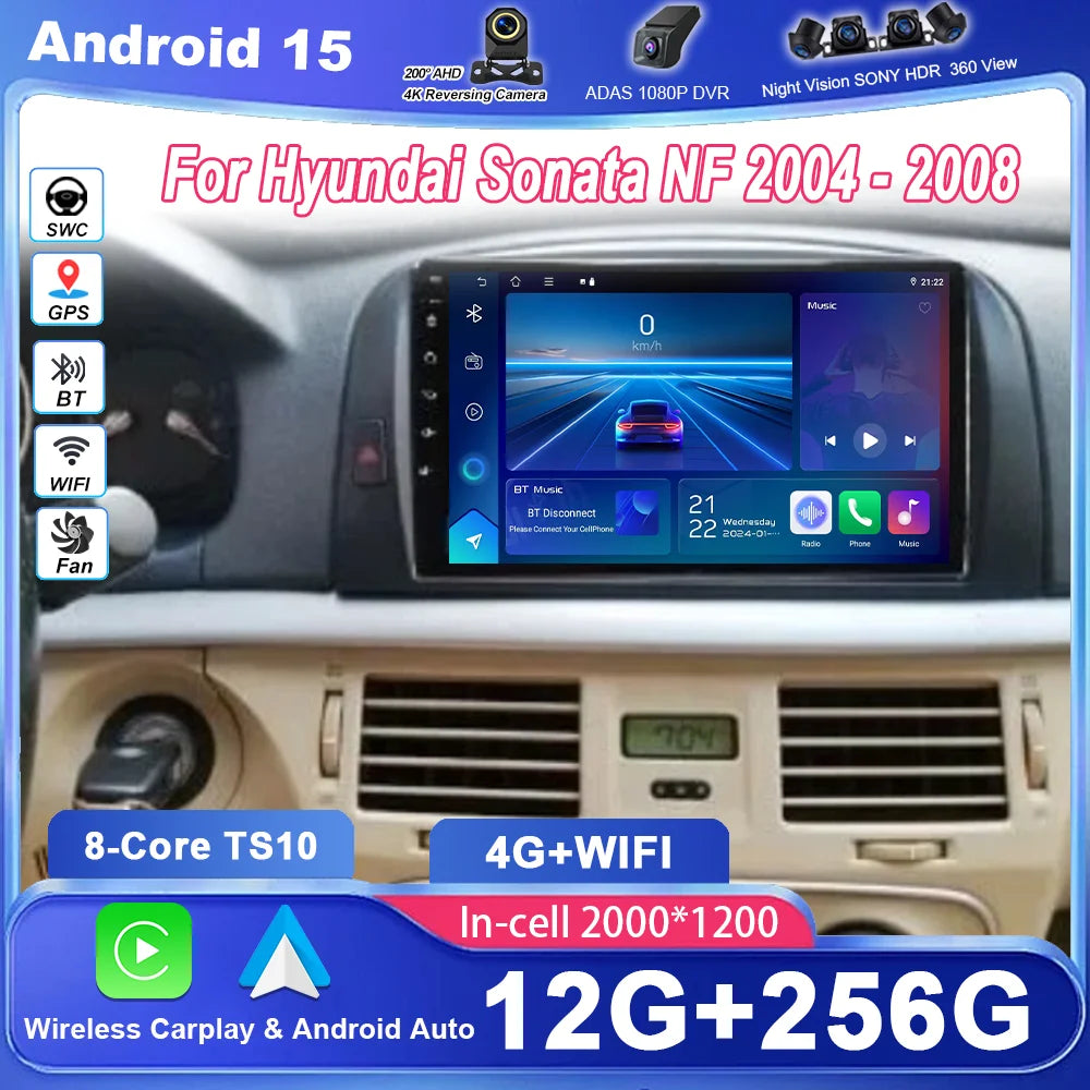 Car DVD Android 15 Radio Stereo For Hyundai Sonata NF 2004 -2008 Auto Multimedia Player GP
