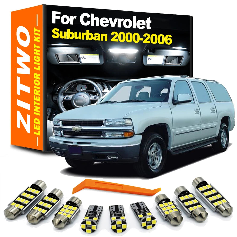 ZITWO 14Pcs Car LED Interior Reading Light Bulb Kit For Chevrolet Chevy Suburban 1500 2500 2000 2001 2002 2003 2004 2005 2006