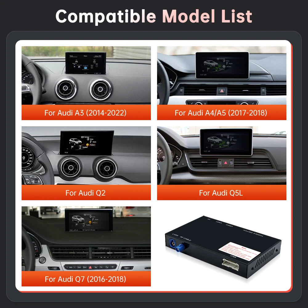 Road Top Wireless CarPlay For Audi A3 A4 A5 Q2 Q7 Q5 2016-2020 with Android Auto Mirror Li | AUTOKITSHOP