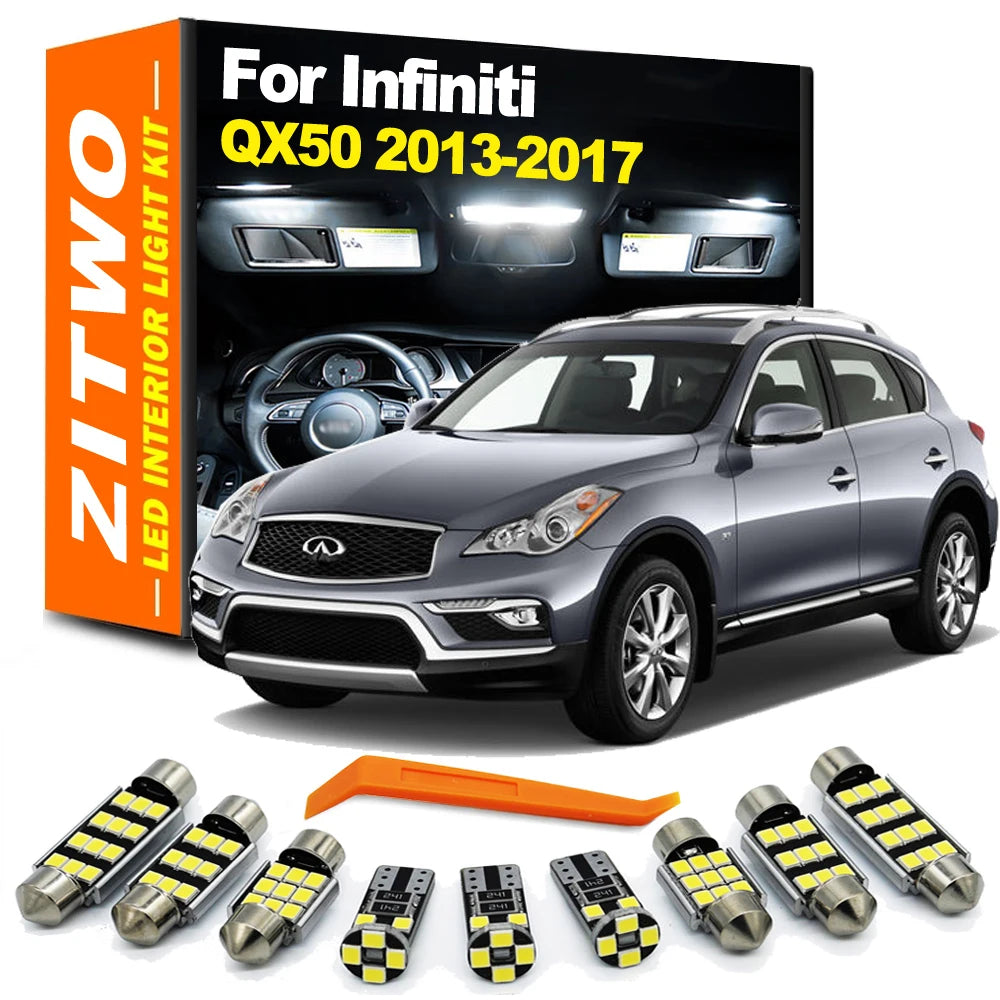 ZITWO 17Pcs Complete LED Bulb Interior Reading Map Door Light Kit For Infiniti QX50 2013 2014 20 - Canbus LED Car Light