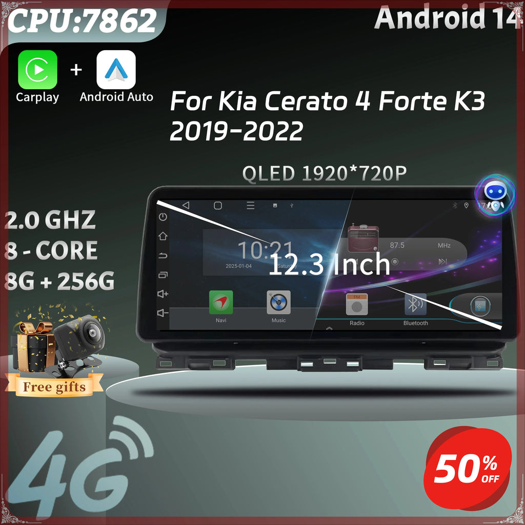 12.3inch Screen Android 14 Bluetooth Car Radio Stereo Intelligent System Carplay Multimedi