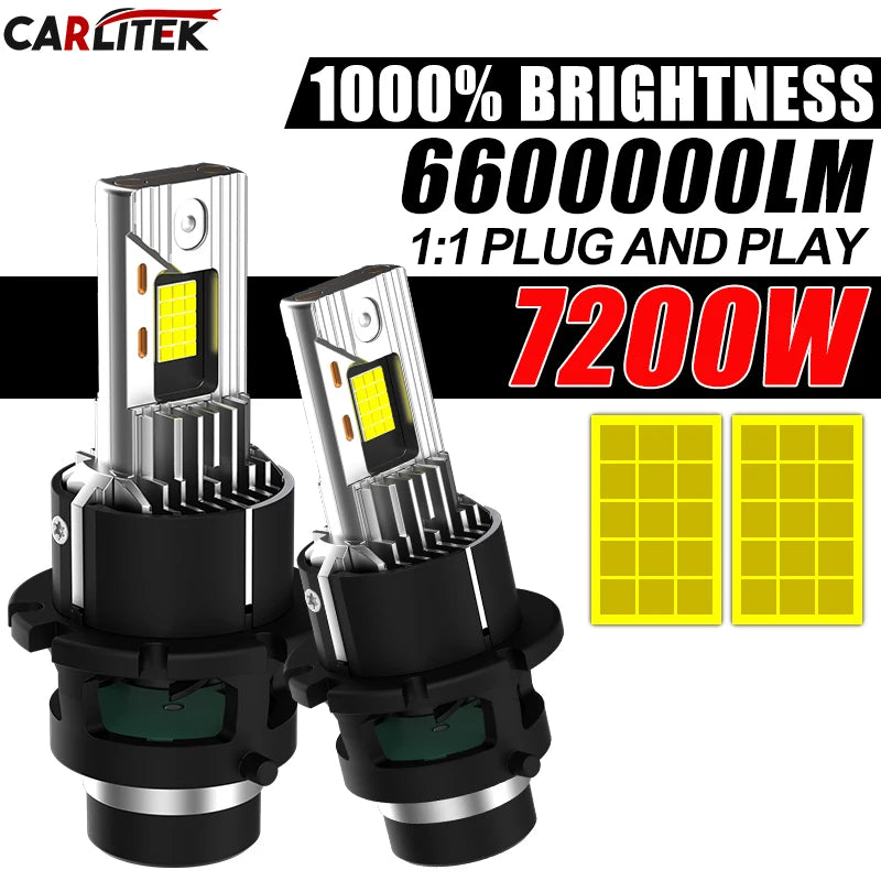 D2S D4S LED Headlight 1:1 HID D2R D4R LED Headlamp Bulbs 6600000LM Xenon Car Lights Turbo