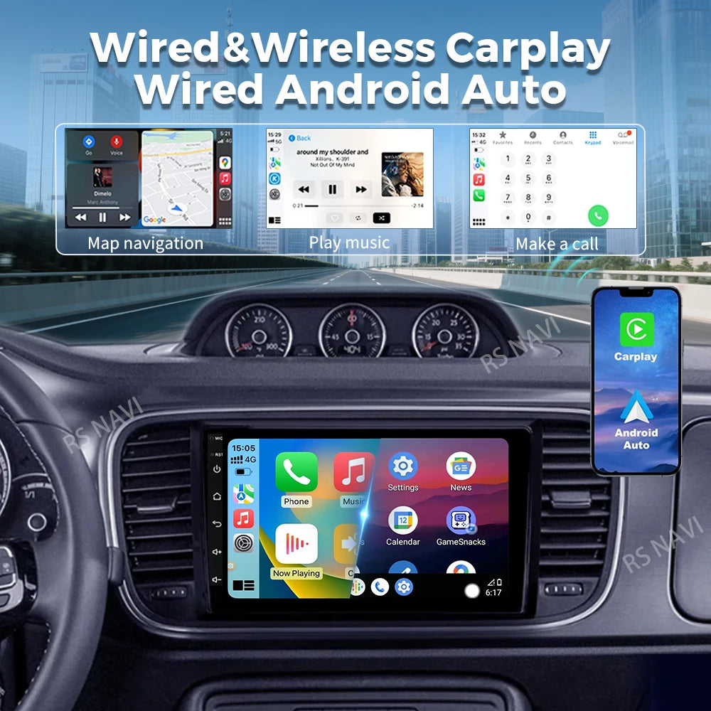 Android 16 Carplay Auto Car Radio For Volkswagen Beetle A5 2011-2019 Multimedia Video Play