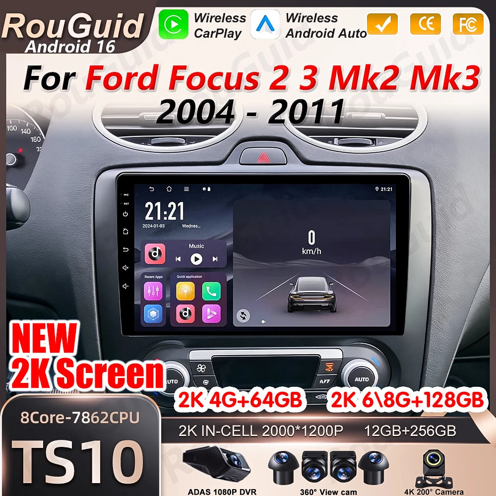 Android Auto Car Radio For Ford Focus 2 3 Mk2 Mk3 2004 2005 2006 2007 2008 -2011 GPS Navig | AUTOKITSHOP