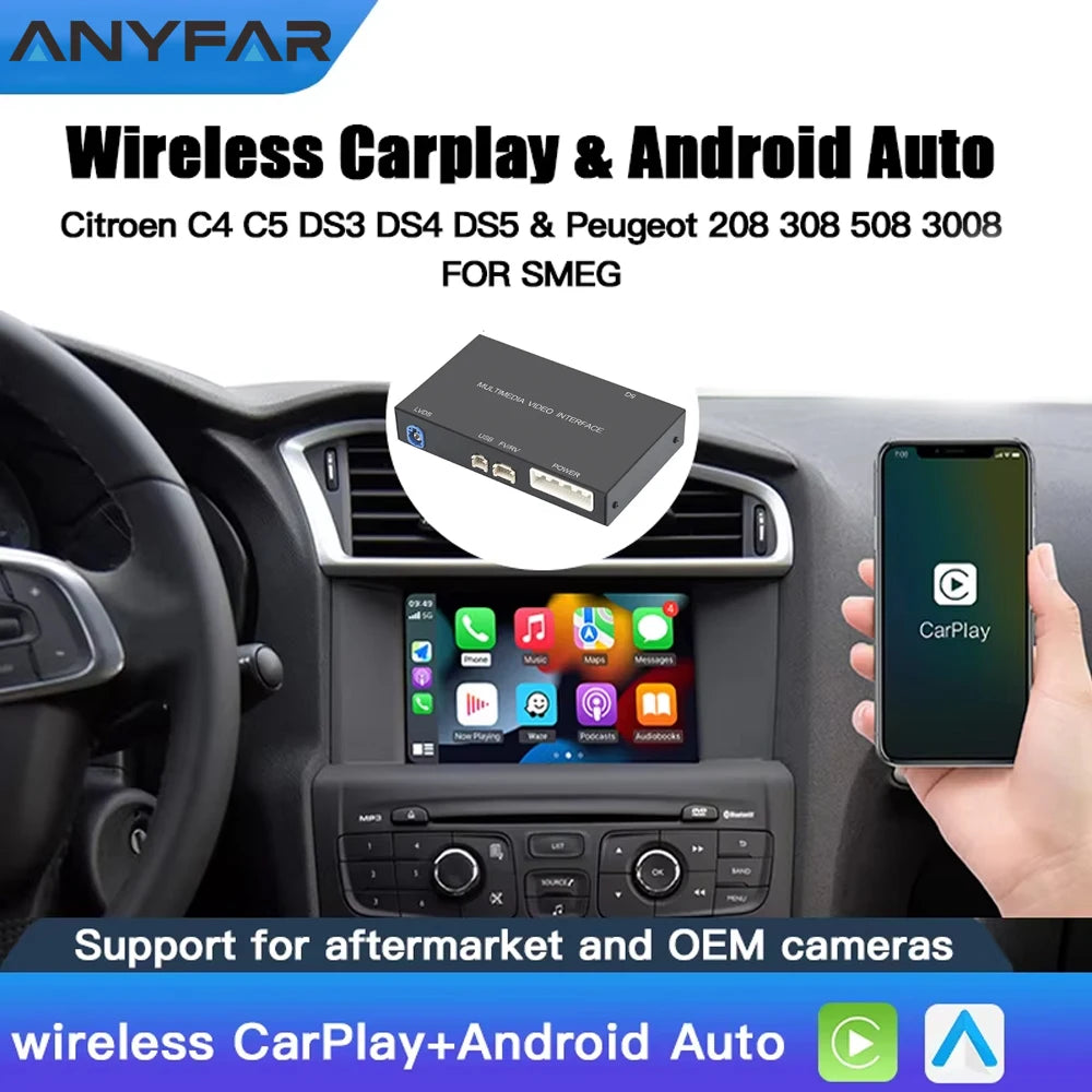 Wireless Carplay and Android Auto module for Peugeot 508 3008 C4 DS3 DS4 DS5 208 308 SMEG