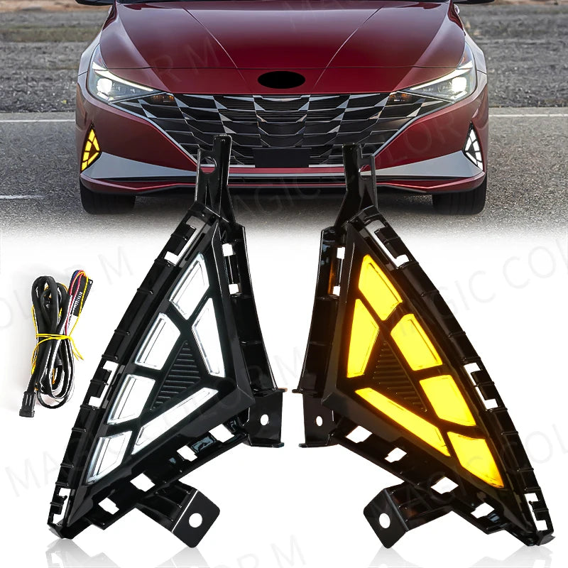 LED DRL For Hyundai Elantra 2021 2022 Daytime Running Light White Daylights Yellow Turn Si | AUTOKITSHOP
