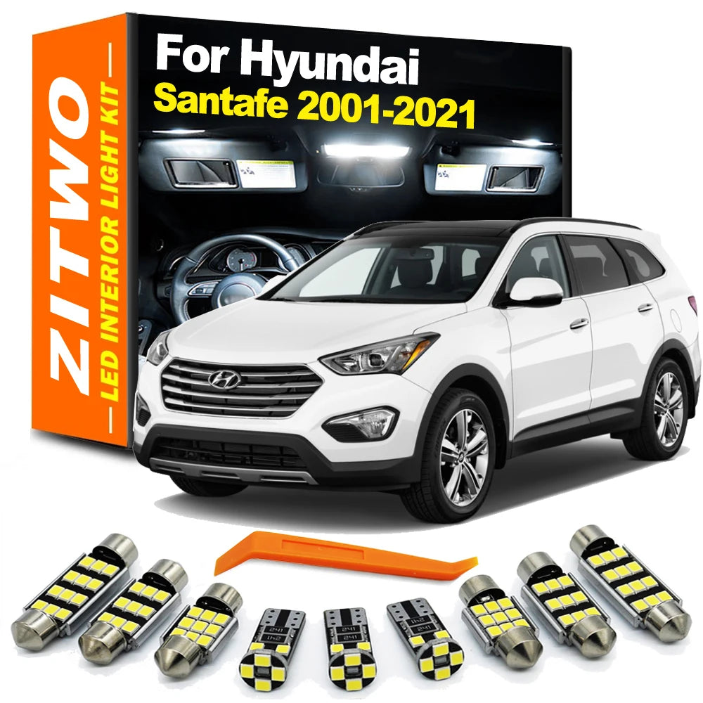 ZITWO LED Interior Dome Map Reading Plate Light Bulb Kit For Hyundai Santafe Santa Fe 2001- 2019 2020 2021 2022 2023 Accessories