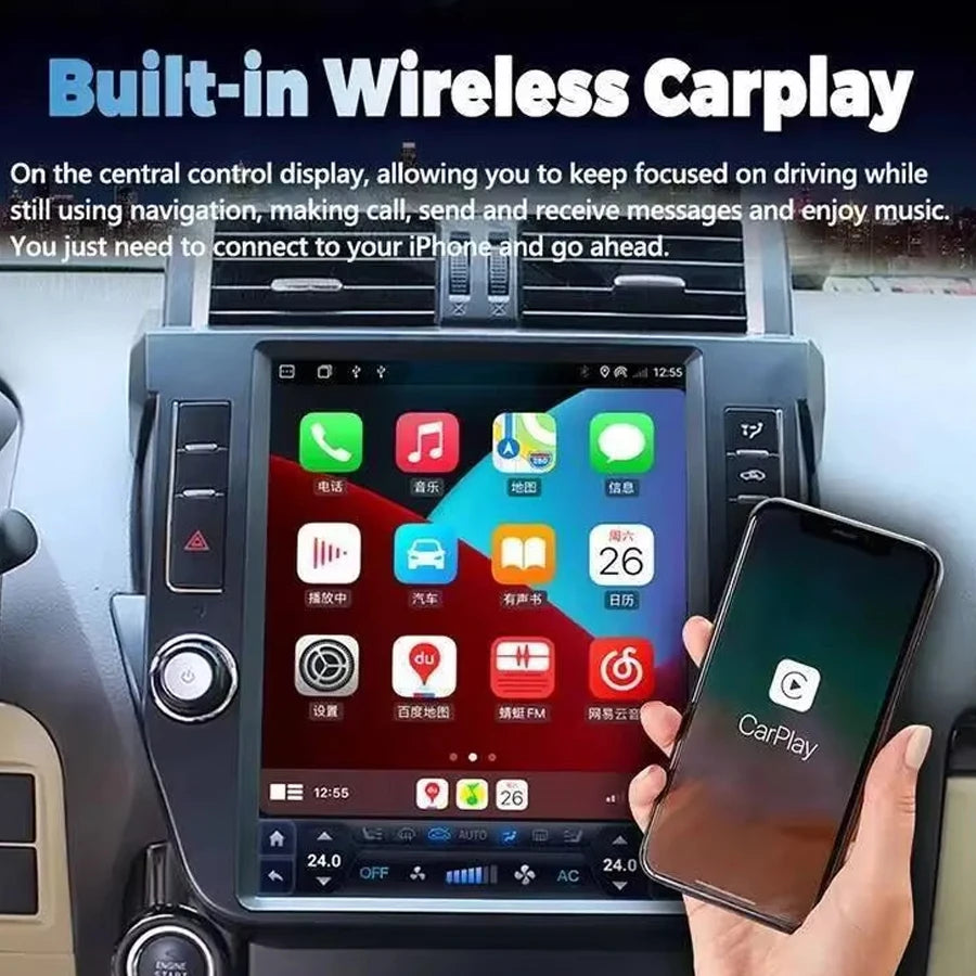 Android 14 Vertical screen For Toyota Land Cruiser Prado LC150 2010-2013 Navi carplay Ster