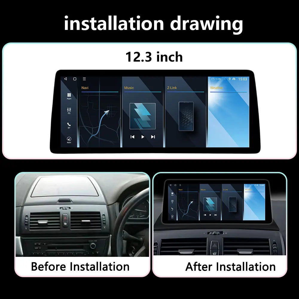 RHD 12.3Inch Android16 auto For BMW X3 E83 2005- 2011 Wireless Carplay Car Video Multimedi