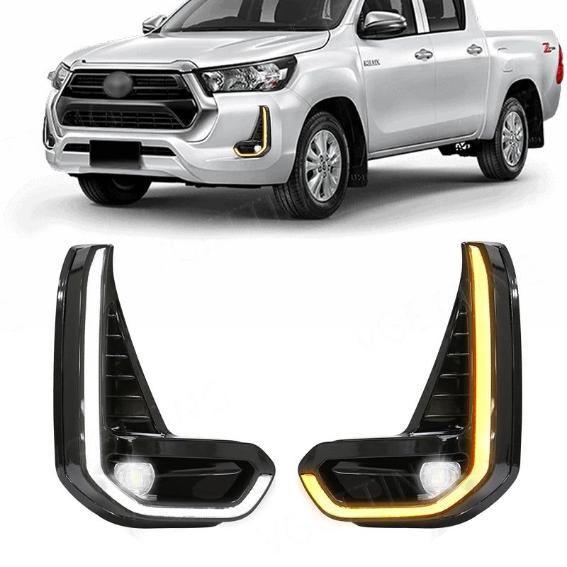 For Toyota Hilux Revo 2020 2021 Led DRL Fog Lamp Daytime Running Light Day Bumper Driving  | AUTOKITSHOP