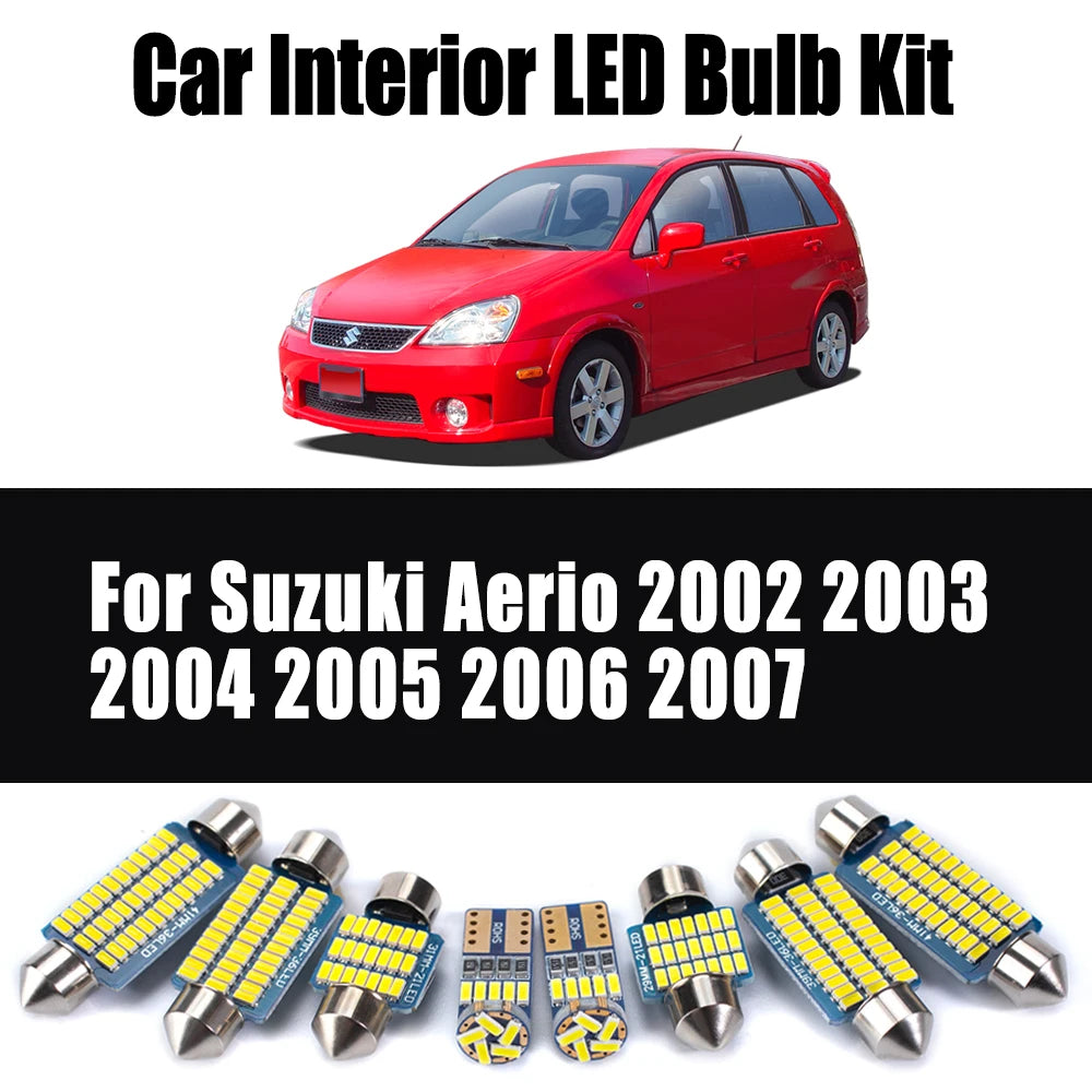 10-Piece LED Interior Light Kit for Suzuki Aerio - Canbus Error-Free Bulbs | AUTOKITSHOP