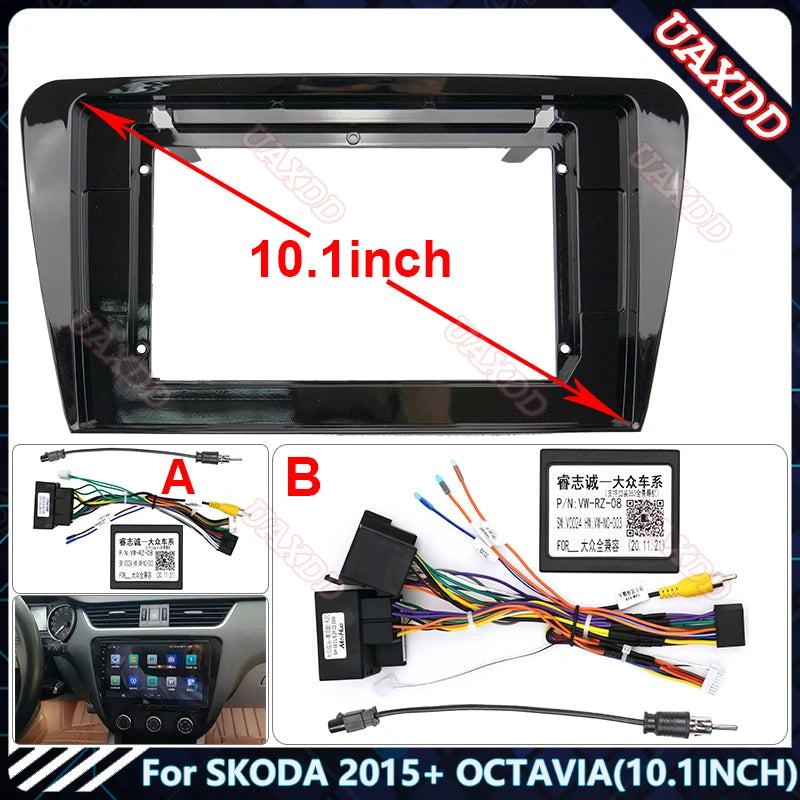 Car Radio Fascia Frame For Skoda Octavia 2015 10 .1inch Stereo Panel Wire Harness Power Ca